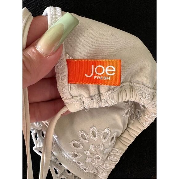 Joe Fresh Cream Eye-Lit Adjustable Triangle Bikini Top - Picture 5 of 5